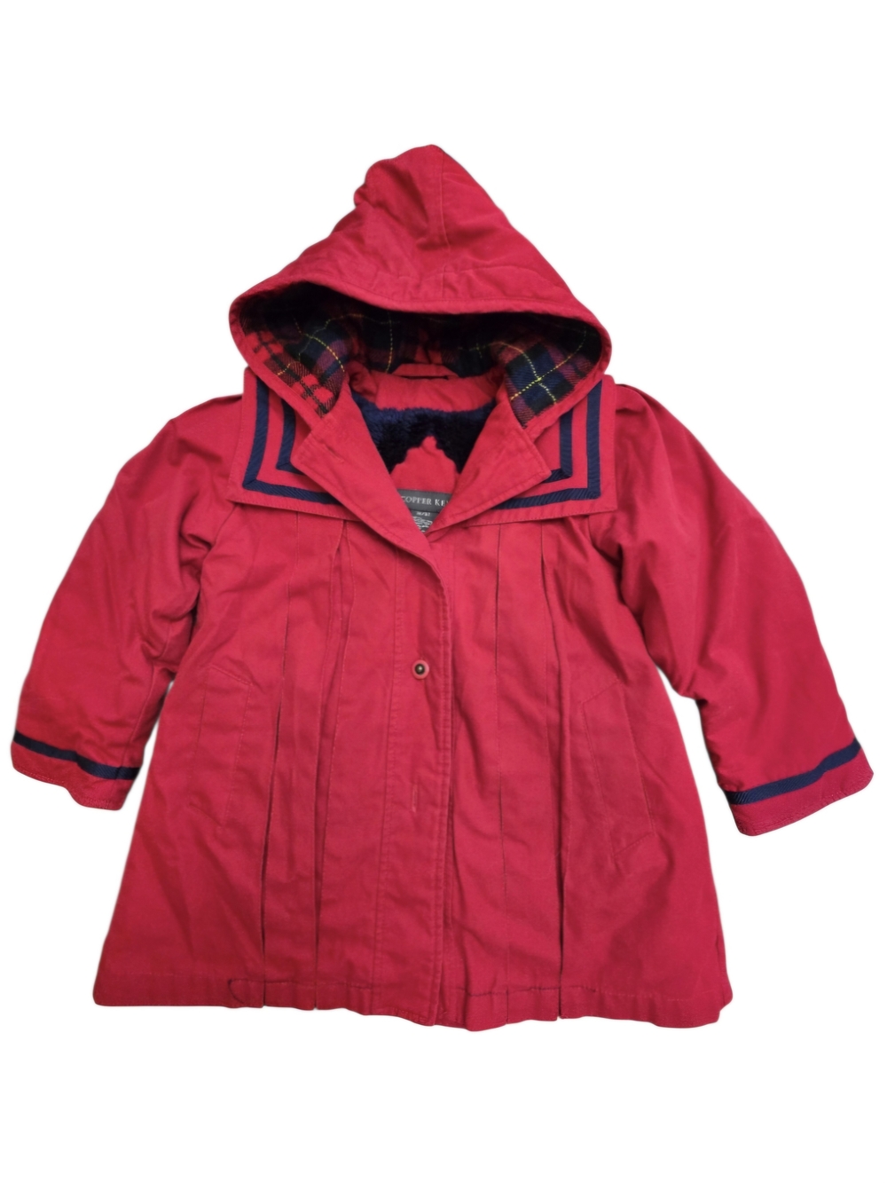Copper Key Red Hooded Coat with Navy Trim Sz 3T